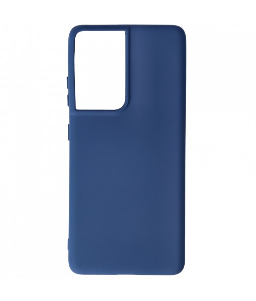 Husa Samsung Galaxy S21 Ultra, SIlicon Catifelat cu interior Microfibra, Albastru Marine